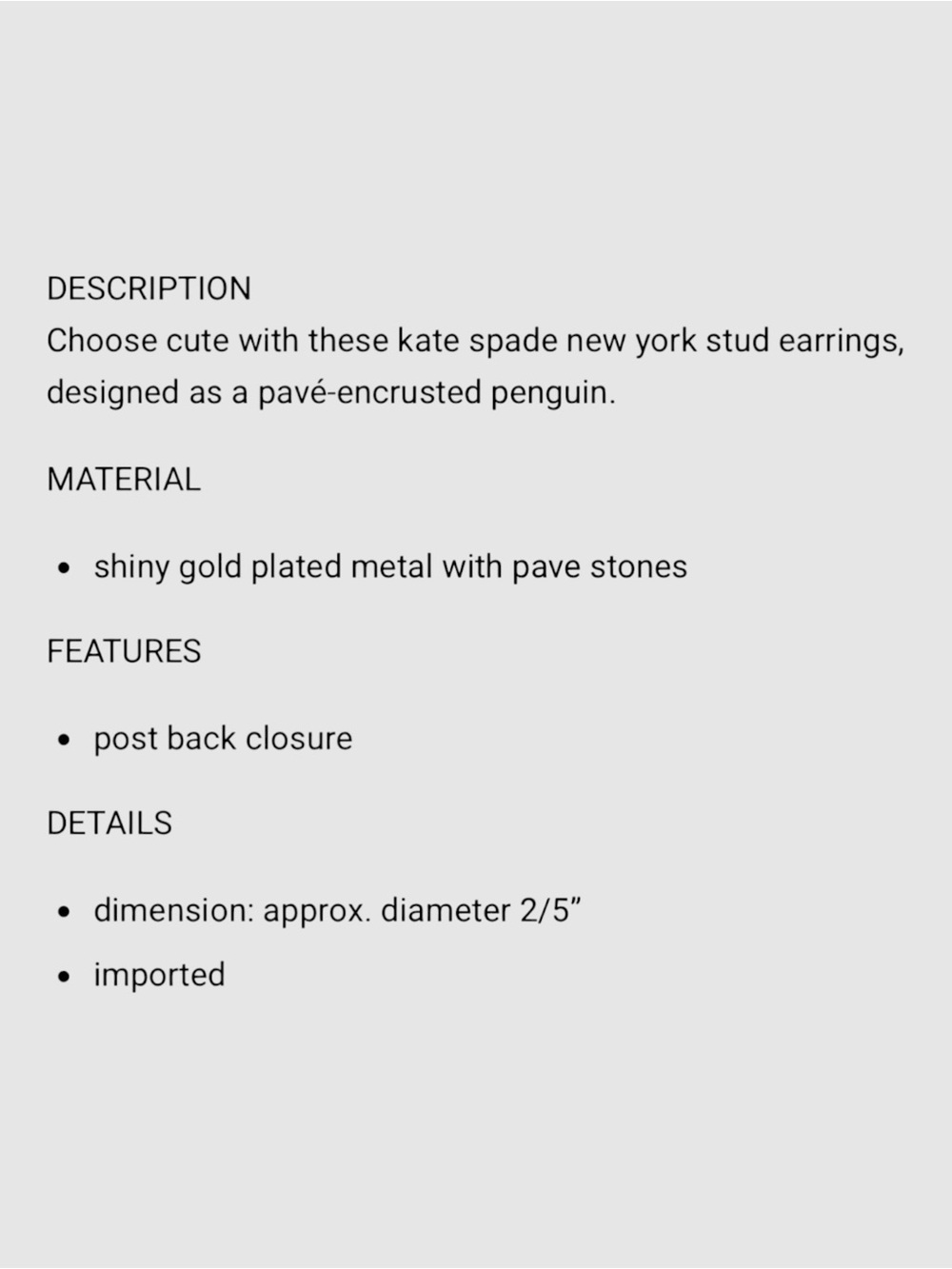 Kate Spade NWT Penguin Stud Earrings Gold Pave Crystal Owl Dashing Beauty - Picture 5 of 11